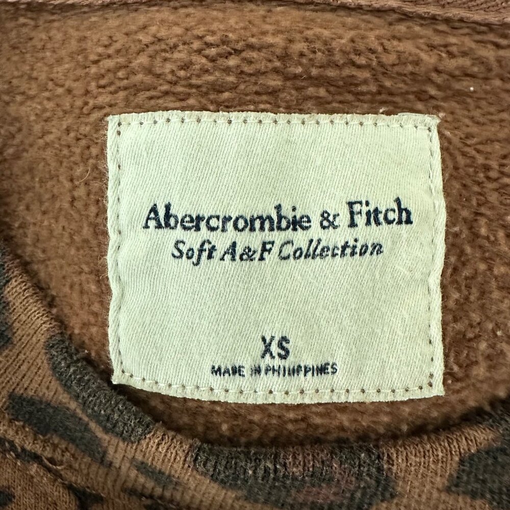 Abercrombie & Fitch Leopard Print Crewneck Sweatshirt Brown & Black Casual Sz XS - Picture 11 of 13